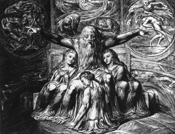 Job et ses filles romantisme Age romantique William Blake Peinture à l'huile